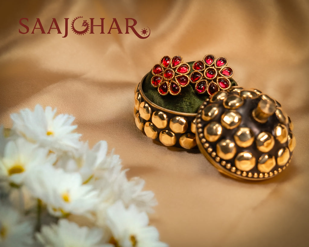 Ruby Bloom Gold-Tone Floral Necklace Set