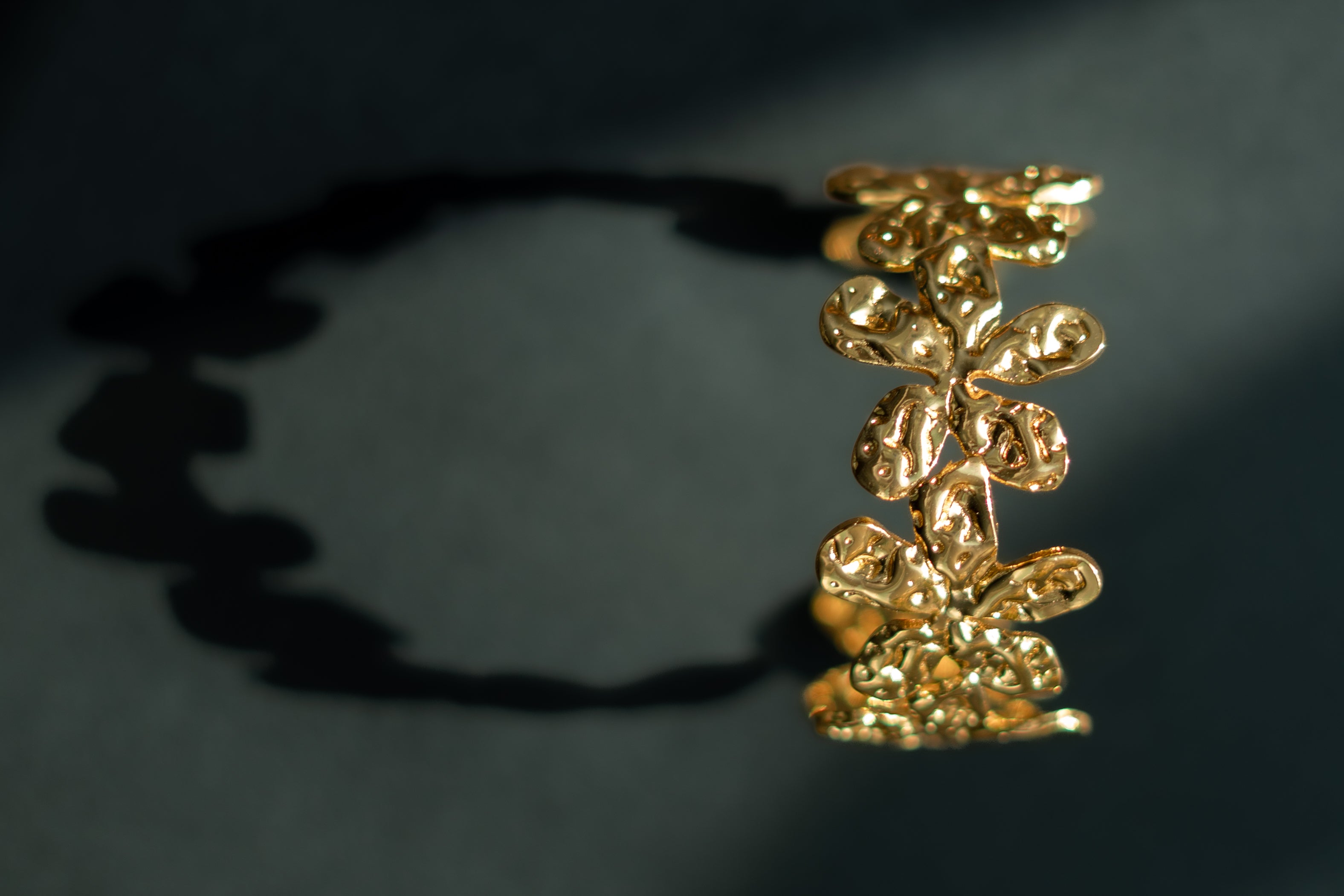 Vintage Floral Gold Statement Bracelet