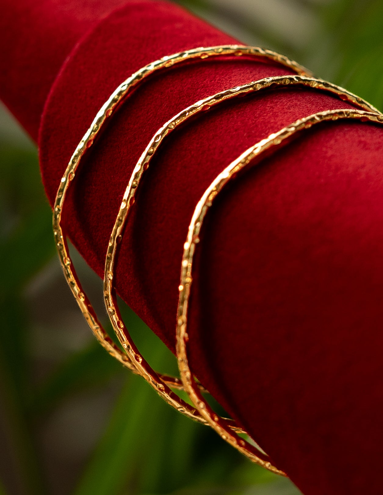 Textured Gold Stackable Bangles – Set of 3