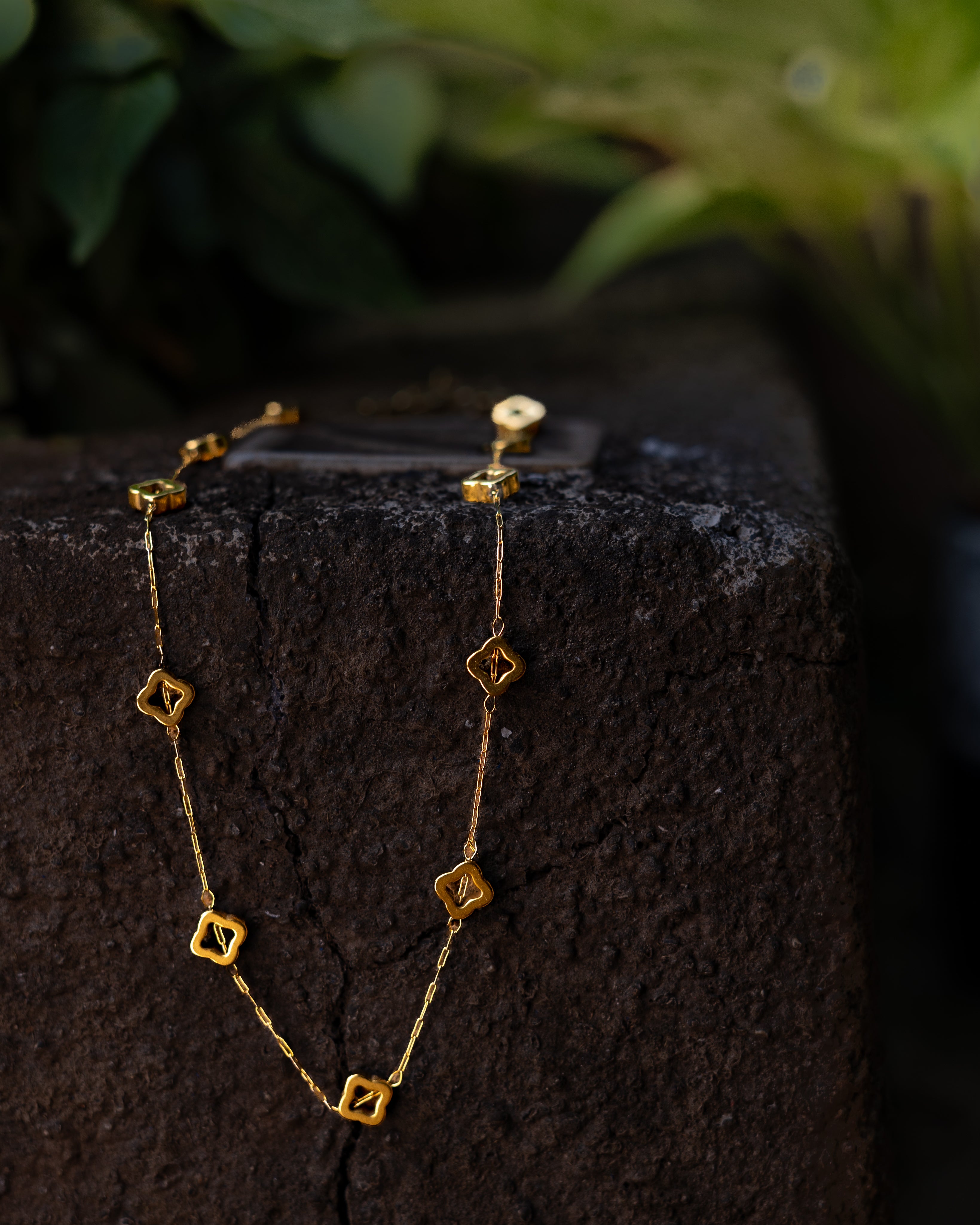 Delicate Gold Clover Charm Necklace