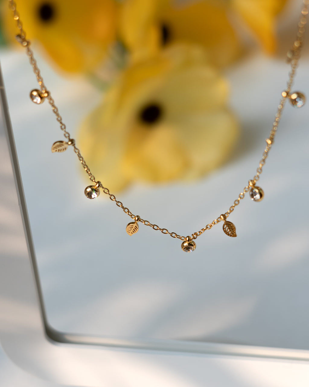 Gold Star & Crystal Charm Necklace