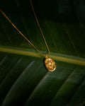Gold Floral Engraved Pendant Necklace