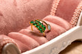 Elegant Emerald Leaf Open Ring – Gold Finish