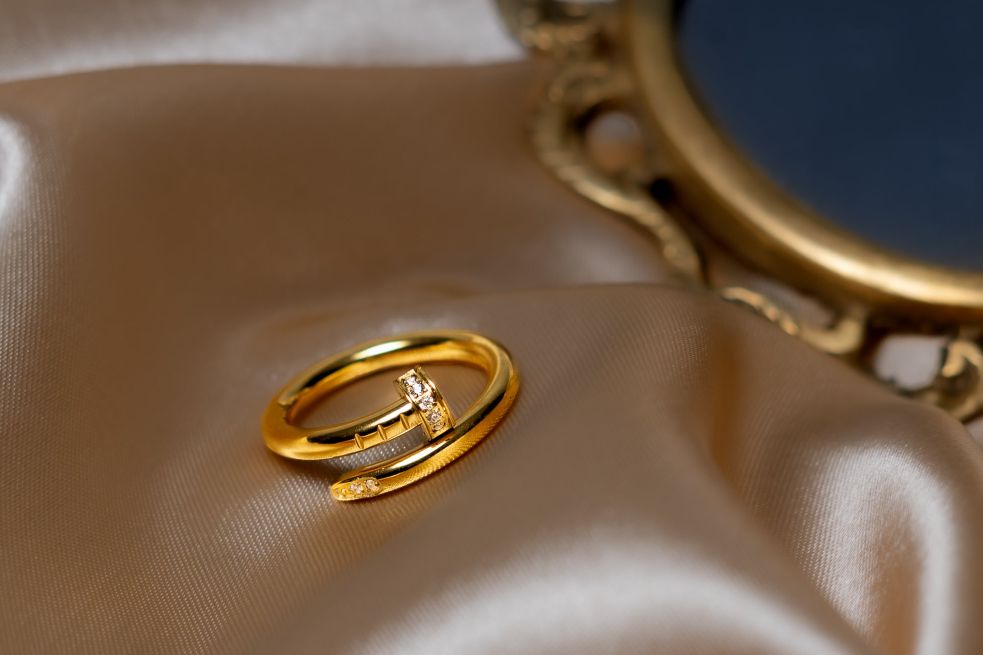 Elegant Adjustable Gold Ring with Crystal Accents